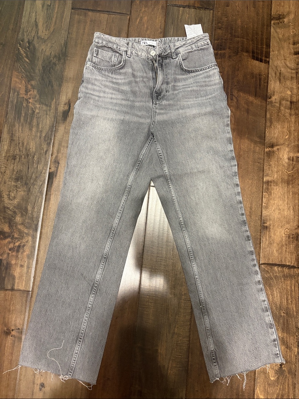 Zara Washed Gray Straight-Leg Women's Jeans